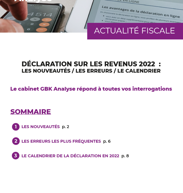 Déclaration sur les revenus 2022  : Les nouveautés / les erreurs / le calendrier