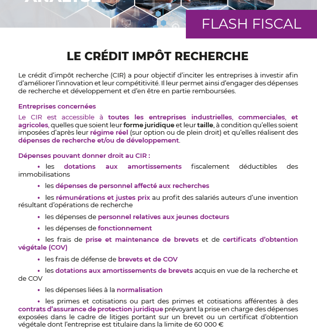 Le Crédit Impôt Recherche