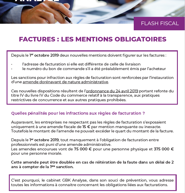 Factures : les mentions obligatoires