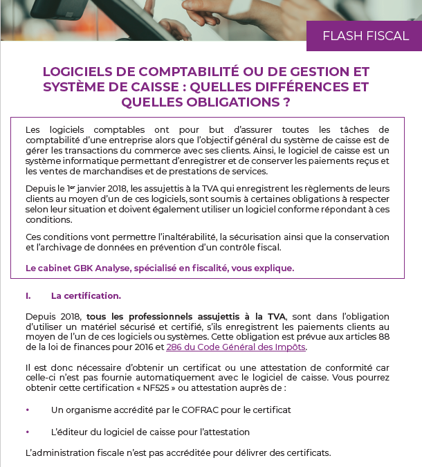 Logiciels de comptabilité ou de gestion ou système de caisse : quelles différences et quelles obligations ?