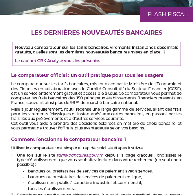 Les dernières nouveautés bancaires