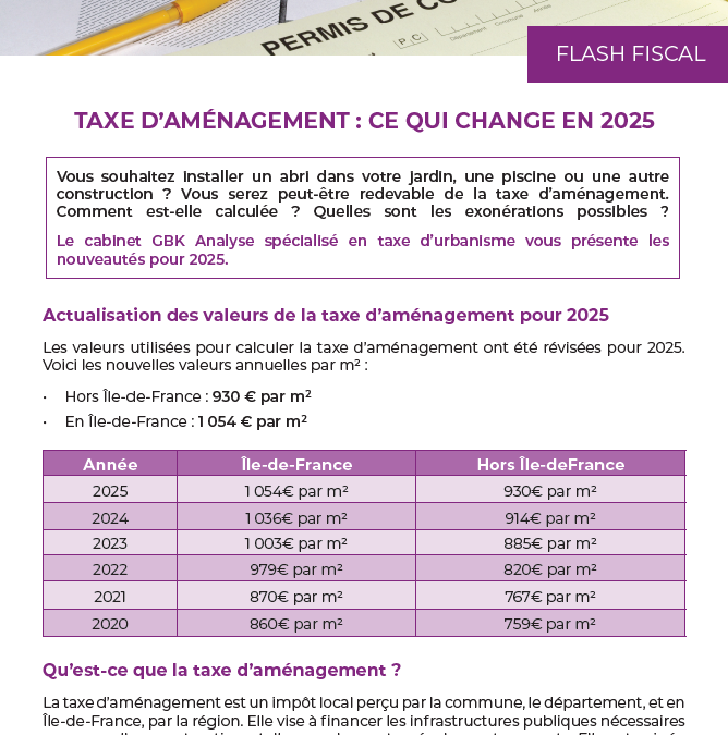Taxe d’aménagement : ce qui change en 2025