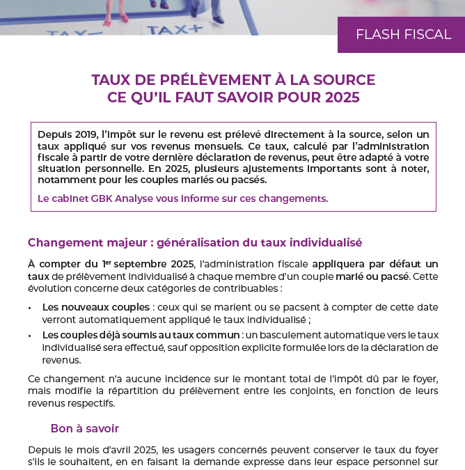 Taux de prélèvement à la source, ce qu’il faut savoir pour 2025