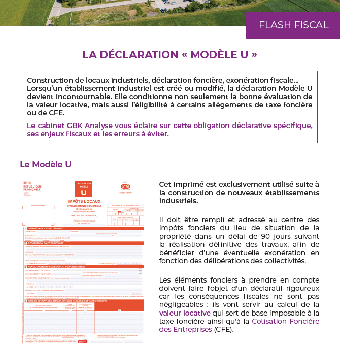 La déclaration « Modèle U »