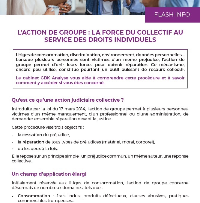 L’action de groupe : la force du collectif au service des droits individuels