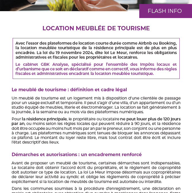 Location meublée de tourisme