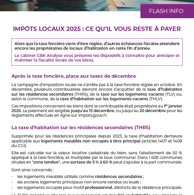 Impôts locaux 2025 : ce qu’il vous reste à payer