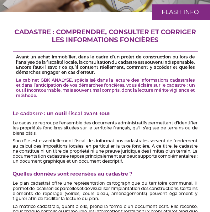 Cadastre : comprendre, consulter et corriger les informations foncières